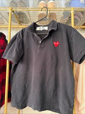 Comme des Garçons PLAY Black Polo with Red Heart Patch